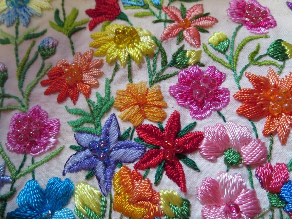 beautiful embroidered flowers created by a CSA survivor
